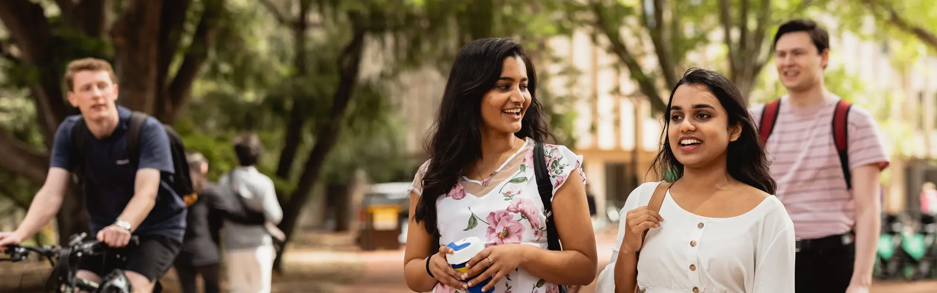 Students walking on campus